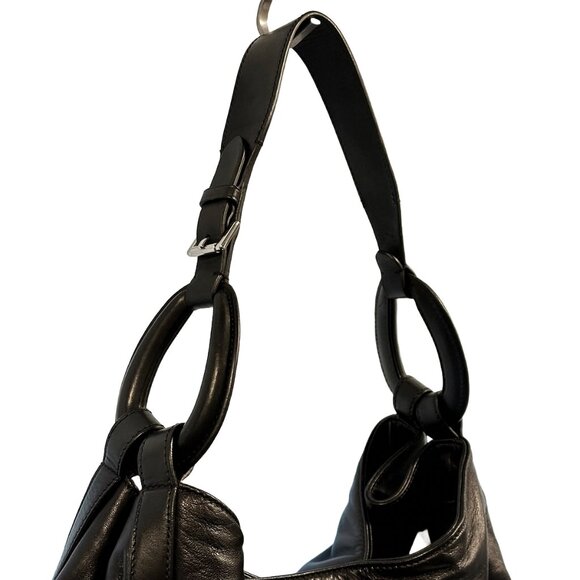 RALPH LAUREN Purple Label Nappa Stirrup Hobo Bag • black leather, silver - Picture 3 of 15